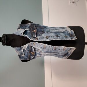 YMI Jeans Distressed Denim Vest S